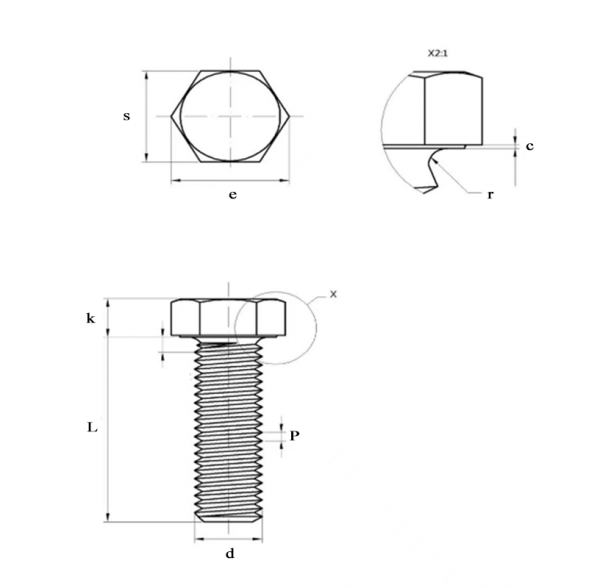 hex bolt drawing