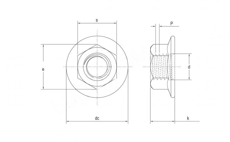 ASME ANSI B18.2.2 Hex Flange Nuts Drawing