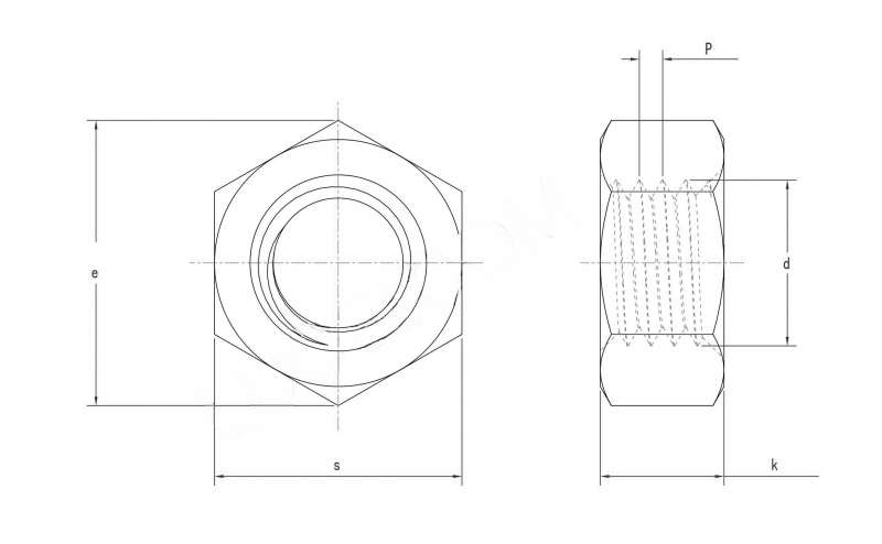 AS NZS 2465 Hex Nuts Dimension Chart Drawing
