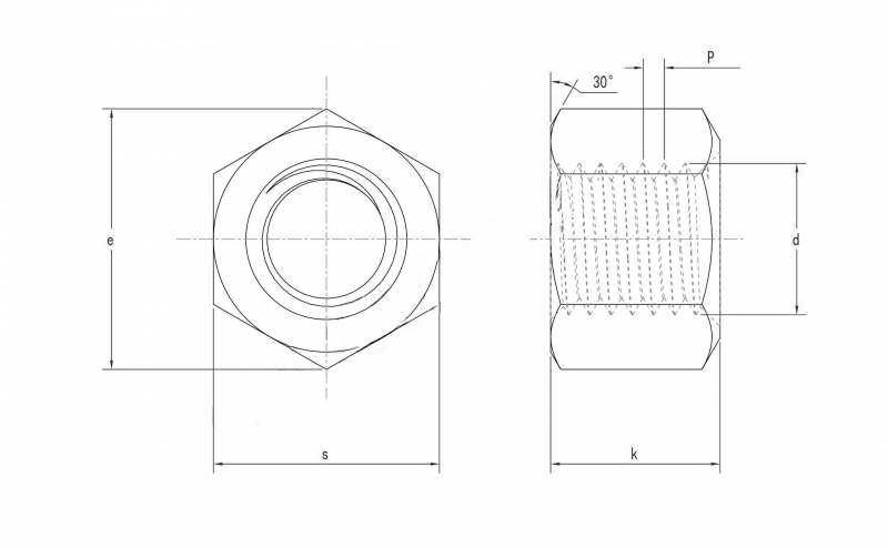 DIN 6330 Hex Thick Nuts Drawing