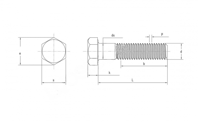 Drawing of ASTM A354 Hex Bolts