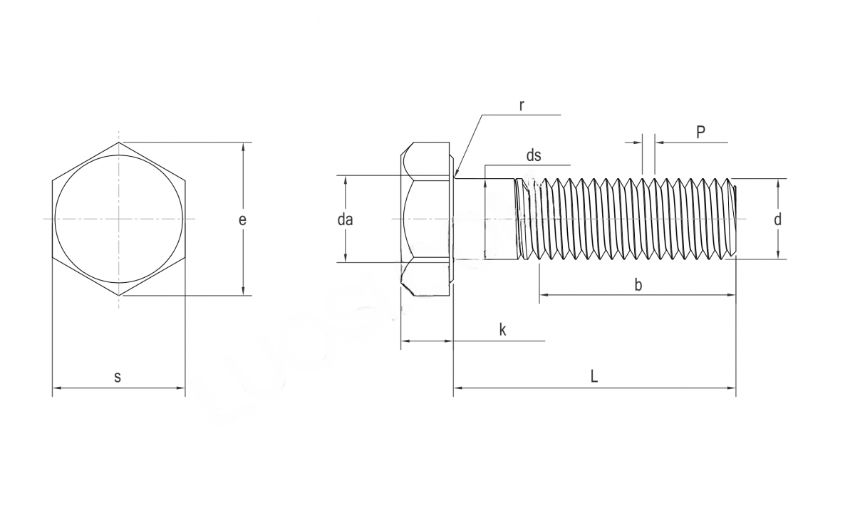 GOST R52644 Russia High-Strength Structural Hexagon Bolts Dimension Chart Drawing