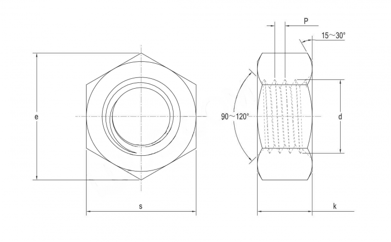 Gost5915 Hex Nuts Dimension Chart Drawing