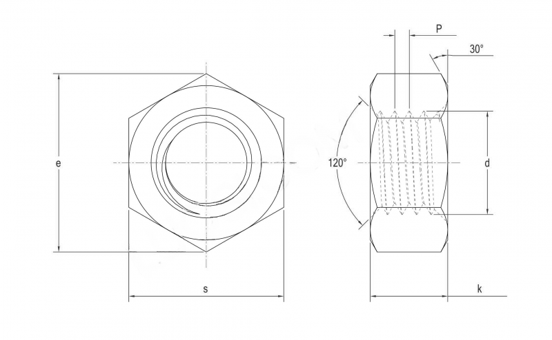 UNI5713 High-Strength Large Hexagon Structural Nuts Dimension Chart Drawing_