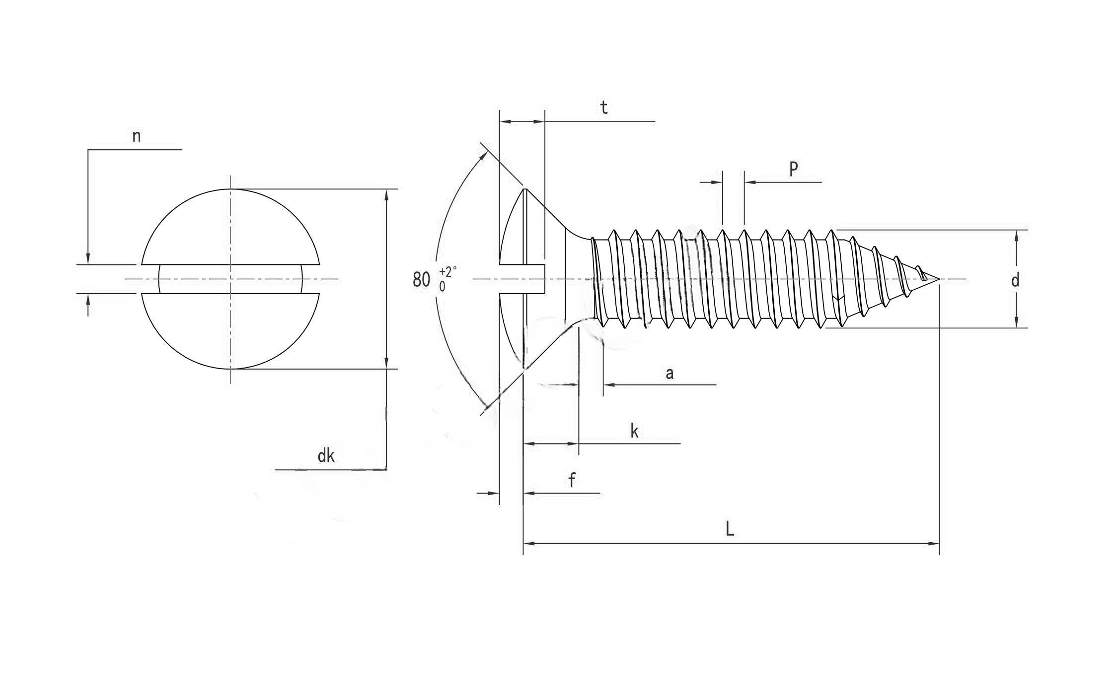 DIN7973 Stainless Steel Slotted Raised Countersunk Head Tapping Screws