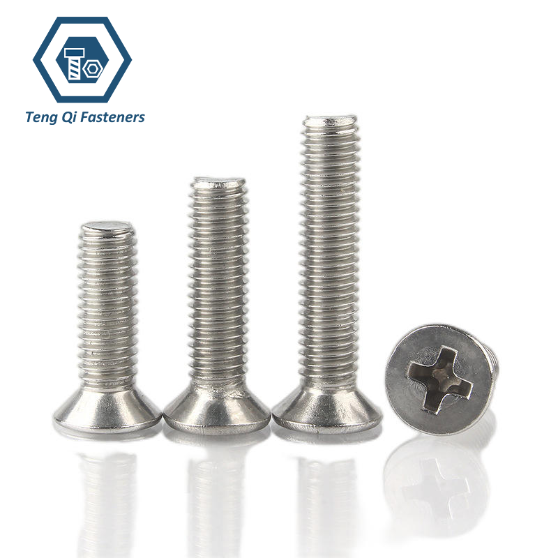 SS304 SS316 Flat Countersunk Head Screws with Cross Recess SS304 SS316 Flat Countersunk Head Screws with Cross Recess